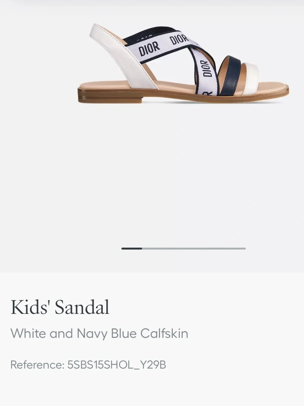 Dior Kids Navy and White Logo Strap Sandals